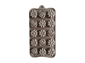 Molde silicona 15 flores surtidas